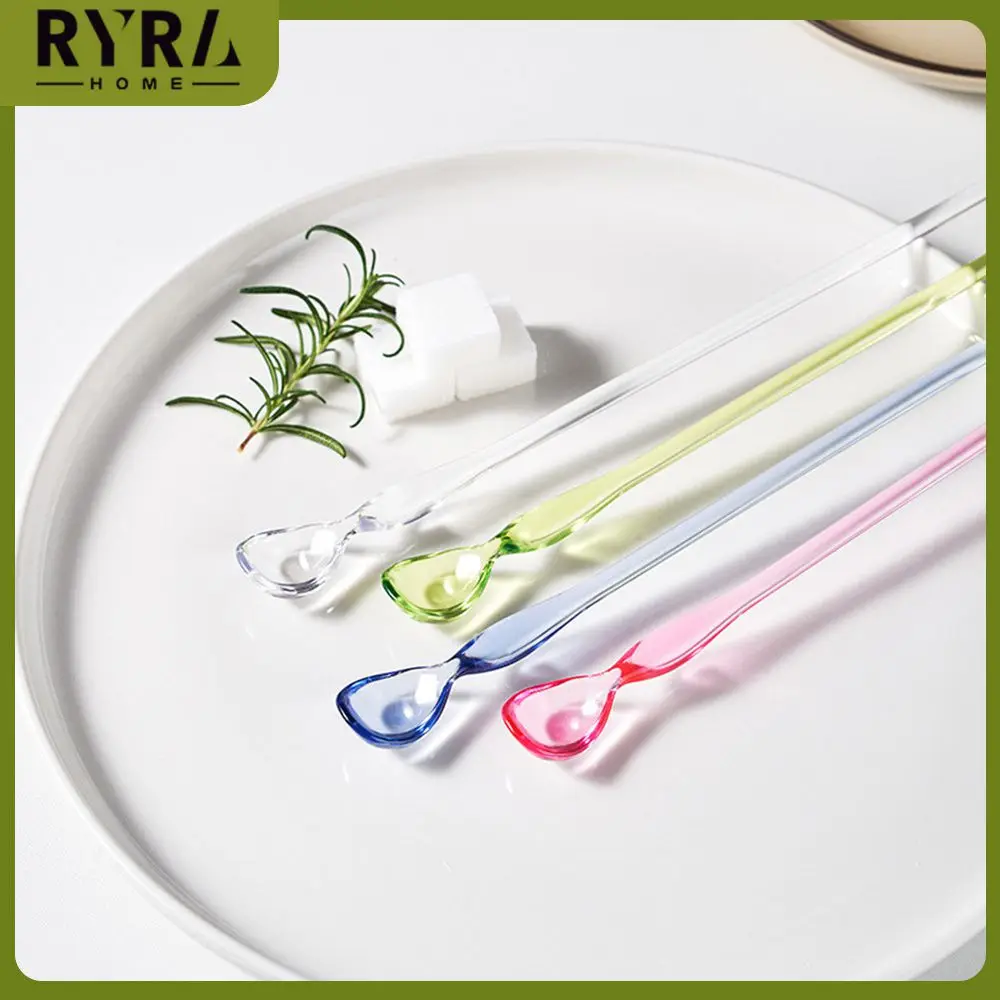 

4pcs Mixing Spoon Long Handled Teaspoons Tea Spoons Acrylic Spoon Stirring Spoon