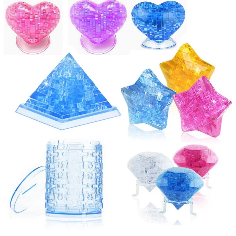 Хрустальные блоки 3D головоломка модель игрушки пирамида роза коза слон кролик
