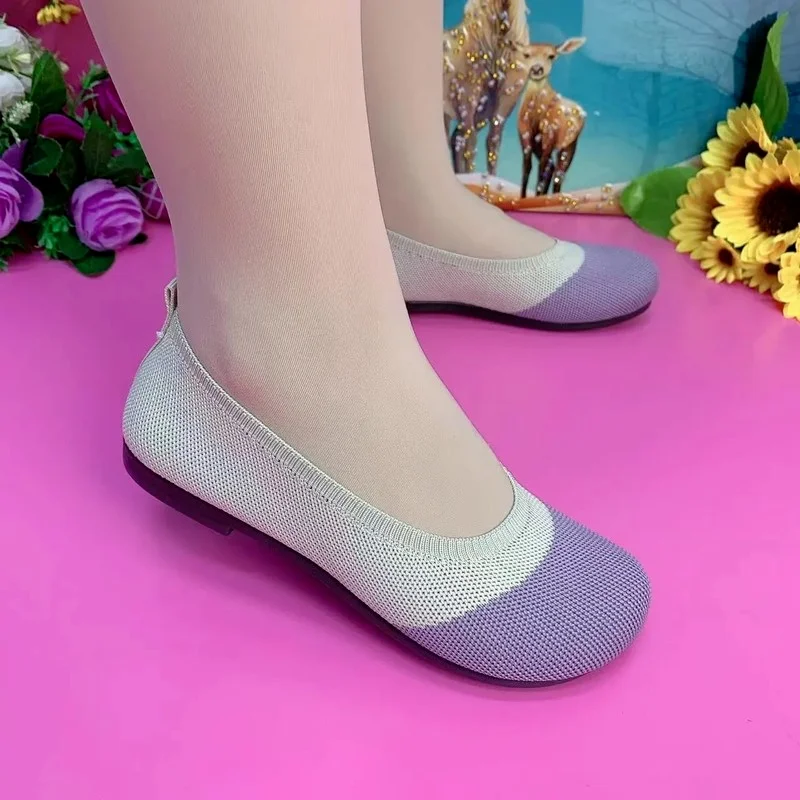 

2022 NEW Summer Knitted Flats Shoes Women Casual Moccasin Square Toe Slip Loafers Flat Heel Basic Patchwork Sneakers Zapatos