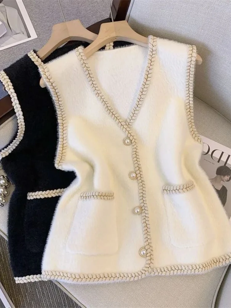 Короткий свитер Новинка осени вязаный жилет кардиган с V-образным вырезом модный