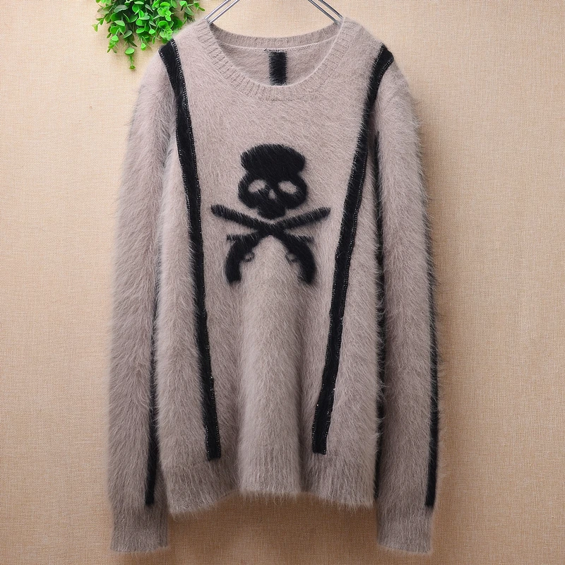 

Женская осенне-зимняя одежда с ворсом, норковый кашемировый вязаный облегающий свитер с круглым вырезом, джемпер из ангоры