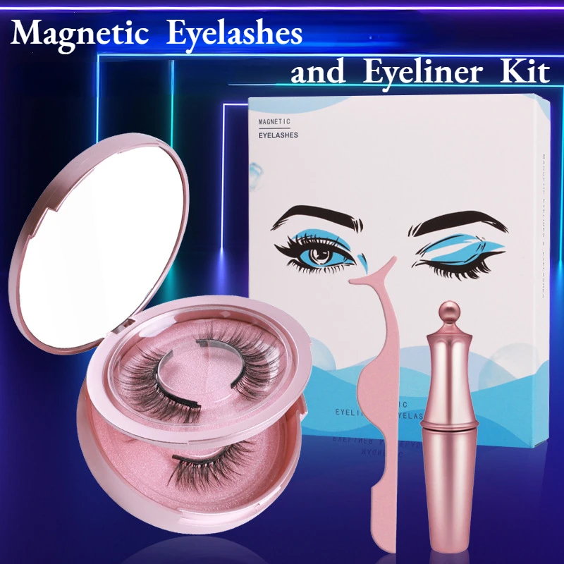 

Magnetic Eyelashes Eyeliner Kit,Reusable 3D Magnetic False Lashes Extension No Glue Needed,2 Pairs/Tweezers/Eyeliner,Easy Wear