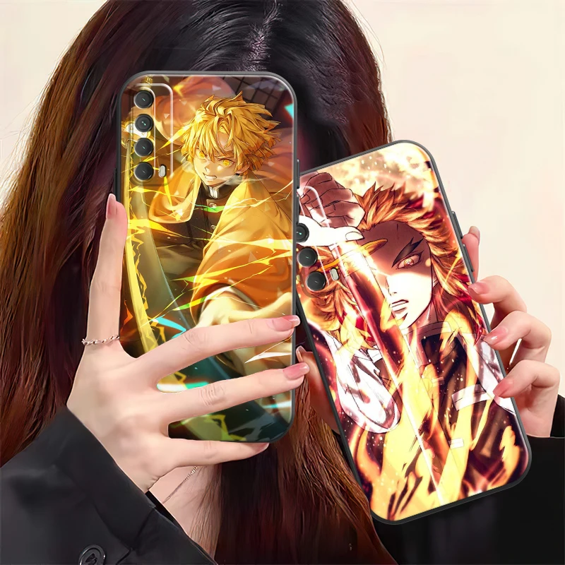 

Demon Slayer Anime Phone Case For Huawei P Smart Z P20 P30 Honor 8X 9 9A 9X 10 10 Lite Carcasa Soft Liquid Silicon Coque Black