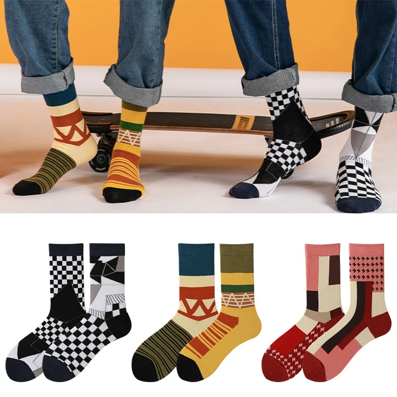

Trendy Couple Socks Female Autumn and Winter Japanese Irregular Creative Fashion Simple New Trendy Socks In The Tube AB socks