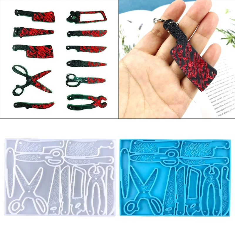 

DIY Knife Scissors Ornament Silicone Epoxy Mold DIY Keychain Pendant Jewelry Crafting Mould for Anniversary Gift 124A