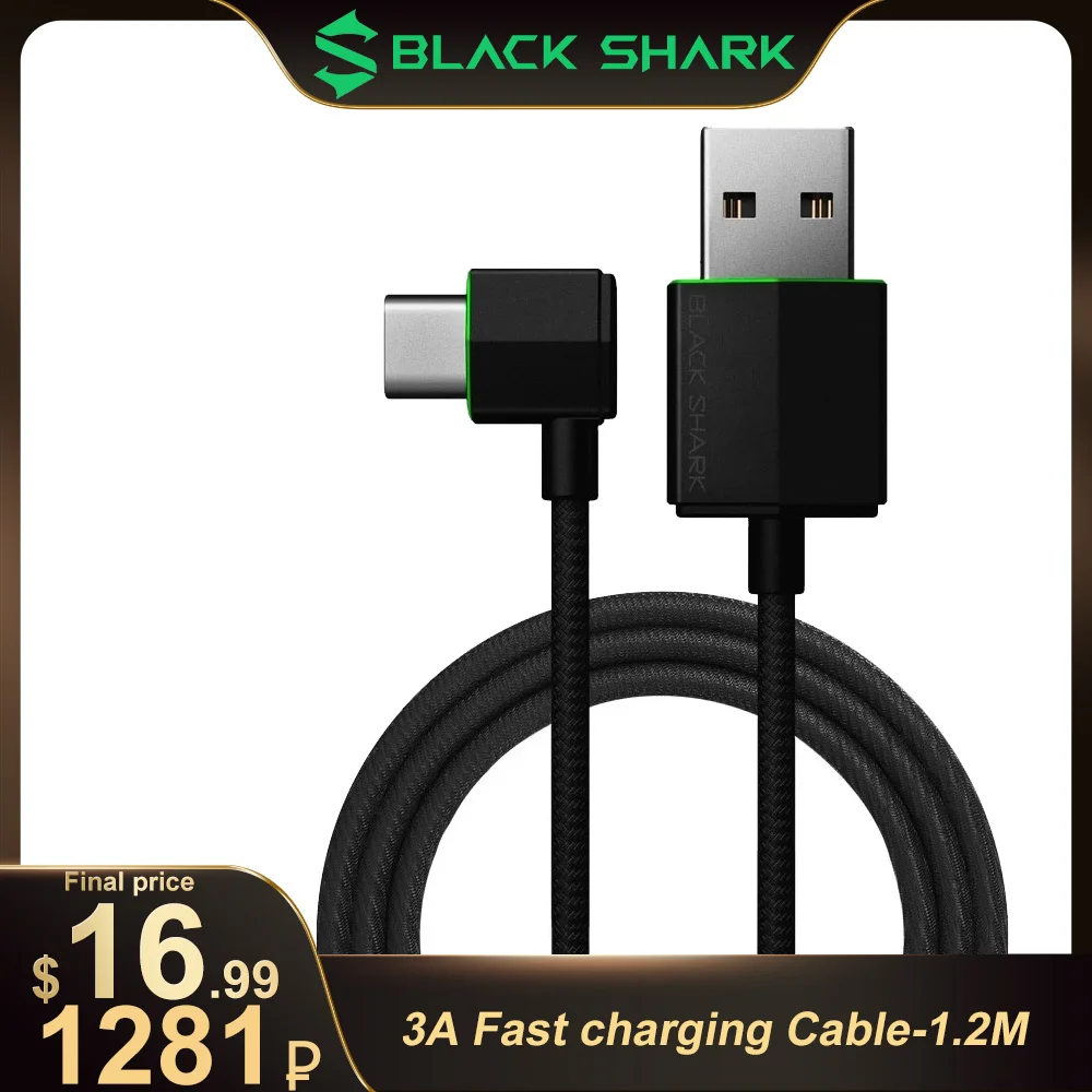 

Xiaomi Original Black Shark 1.2m/1.8m 3A Fast Charging Right Angle USB Type C Cable for Samsung Oneplus POCO Realme Redmi