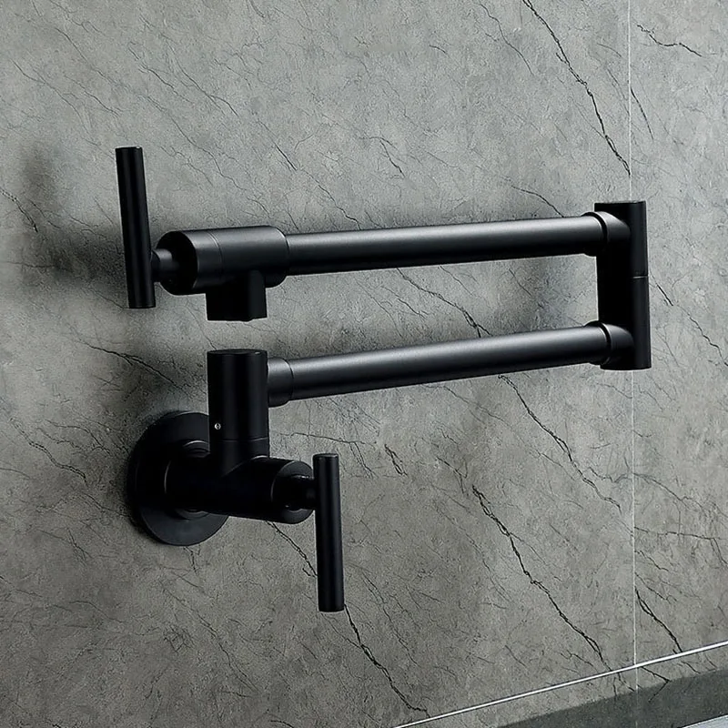 Черный настенный кран с наполнителем для кастрюли поворотный Складной кухонной