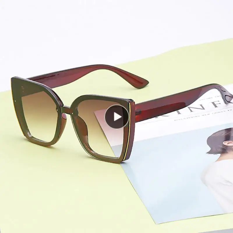 

Новинка 2022, солнцезащитные очки в большой оправе, женские трендовые Модные индивидуальные солнцезащитные очки кошачий глаз, повседневные дорожные солнцезащитные очки для фотосъемки