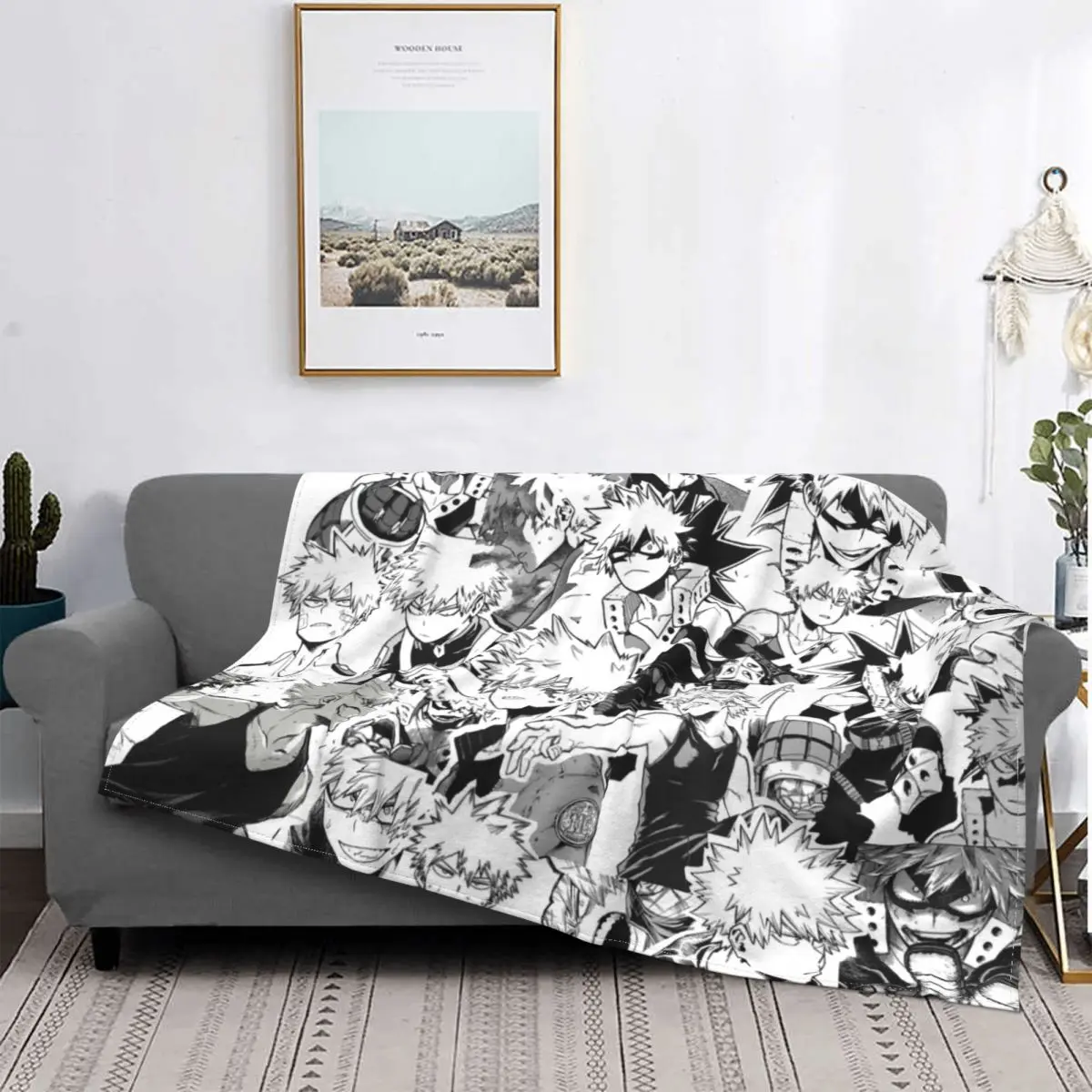

Katsuki Bakugo Flannel Throw Blanket My Hero Academia Boku No Hero Academia Blankets for Bedding Car Lightweight Bedroom Quilt