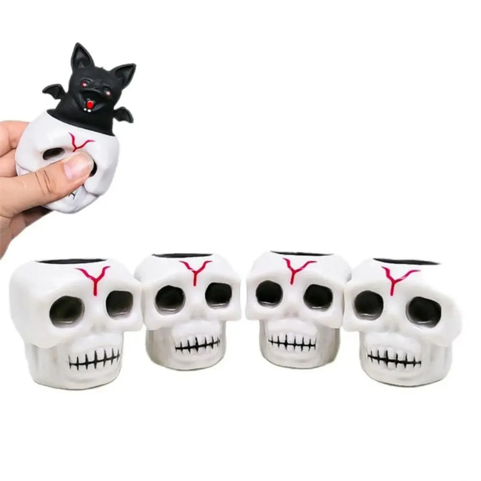 

TPR Skull Bat Squeeze Toy Portable Tear-resistance Vent Toy Children Gift