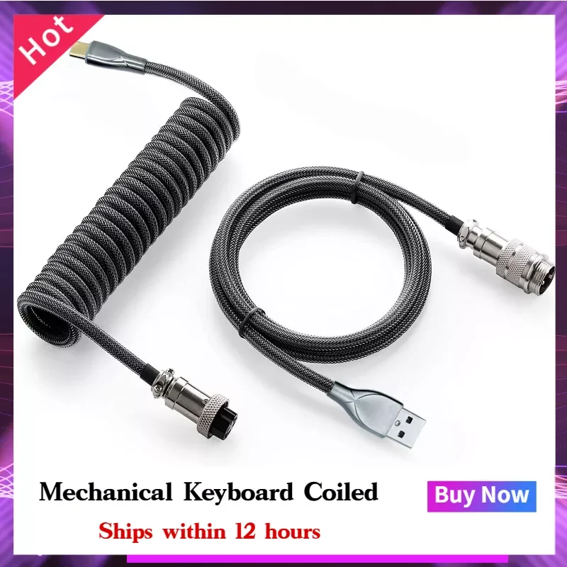 

Механическая клавиатура, спиральный кабель, провод типа C, USB-кабель, компьютерный авиационный разъем, механическая клавиатура, Авиатор, зар...