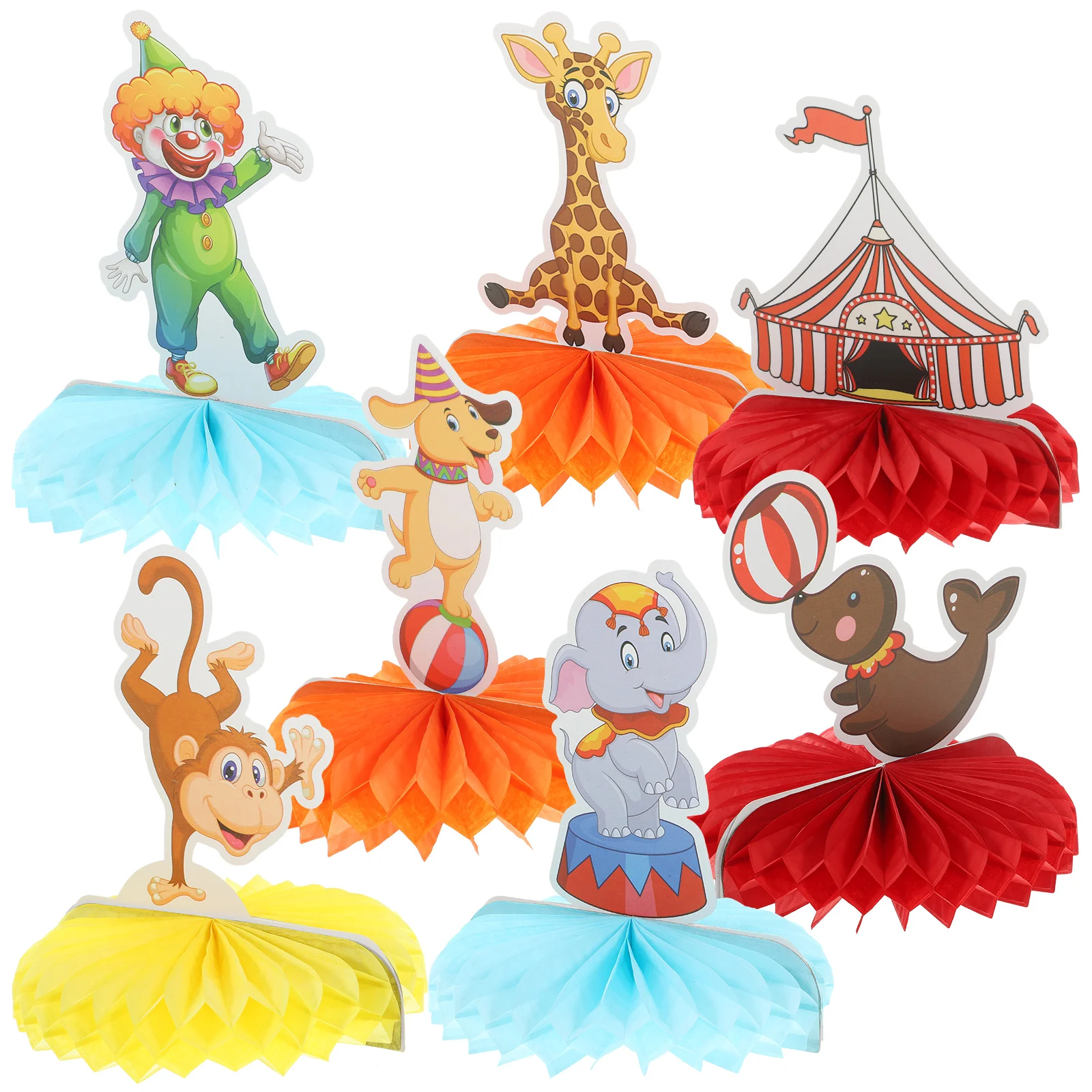 

1 Set of Cute Carnival Circus Animals Honeycomb Party Decorations Circus Theme Honeycomb Centerpiece