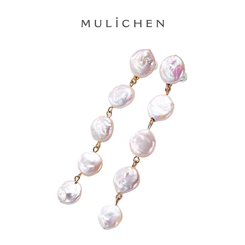 Handmade Pendientes Freshwater White Pearl 7-8mm Earrings For Women 2023 Trending Baroque Shaped Wedding Jewelry