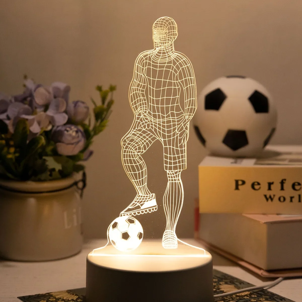 1PC Football Player Shaped Table Lamp with 3D Acrylic Board USB Interface Indoor Night Light Bedroom Bedside Decoration |