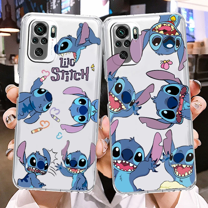 

Anime Cartoon Luxury Stitch Cute For Xiaomi Redmi K50 K40 Gaming 10 10C 9AT 9A 9C 9T 8 7A 6A 5 4X Transparent Phone Case Cover