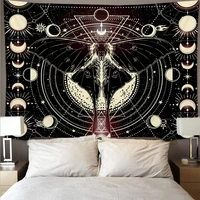 moon phase starry sky tapestry hippie boho wall hanging mandala geometry moon moth aesthetic room decor background cloth ceiling