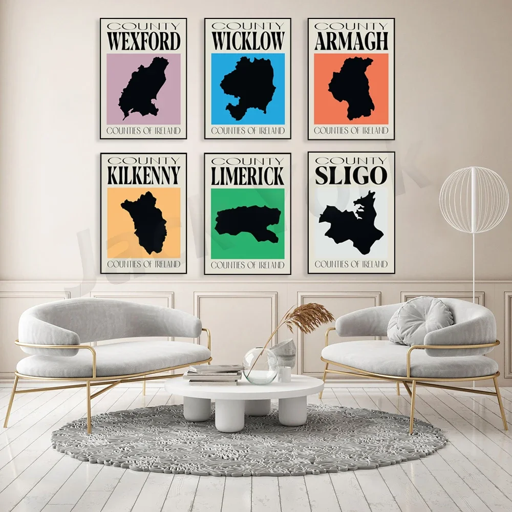 County Wicklow Tyrone Tipperary Sligo Kilkenny Kildare Wexford Map | Ireland Print
