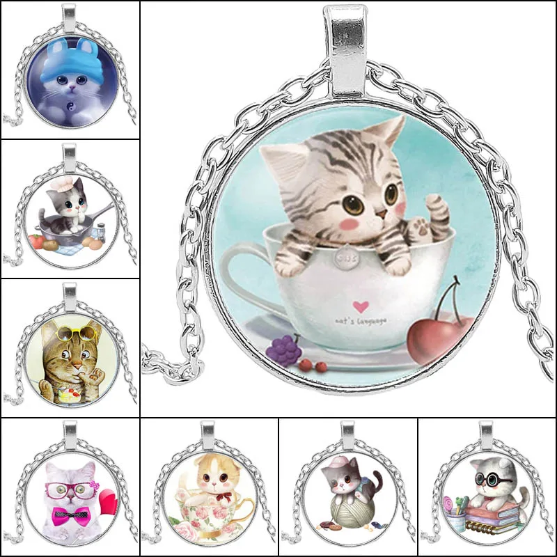 

Hot Sale Cute Charm Kids Cat Pendant Fashion Art Personality Cat Photo Necklace Jewelry Like Pet Best Jewelry Gift