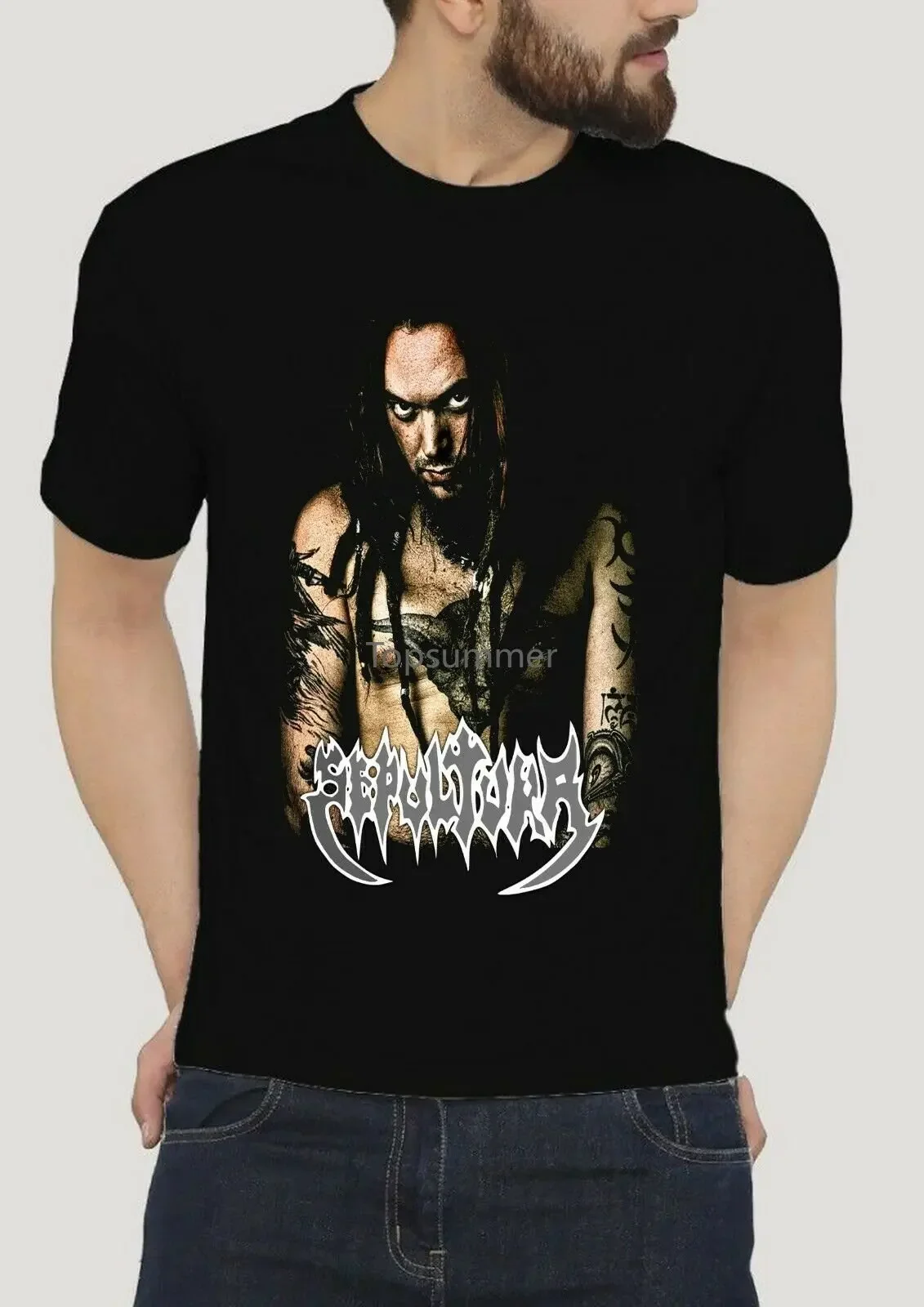 Sepultura Max Calvarera черная футболка из хлопка