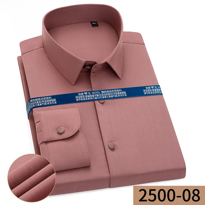 Square Collar Single Row Buttons Business Slim Fit Shirt Men Formal Work Shirt 12 Pure Color Casual Longsleeve Shirt for Men