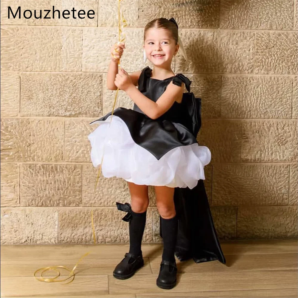 Фото Платье Mouzhetee А-силуэта с плиссировкой и бантом для девочек, на день рождения, свадьбу, выпускной, с цветами, на заказ, 2026 №1