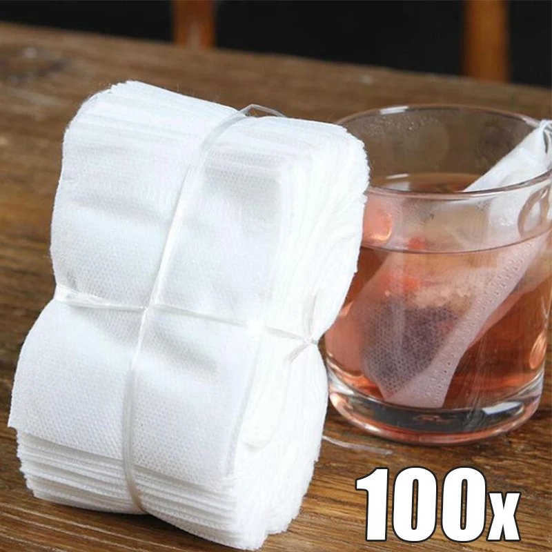 100/50PCS Tea Bags Disposable Non-woven Fabric Tea Filter Bag Spice Coffee Tea Infuser with String Heal Seal Teabag Empty Pouch
