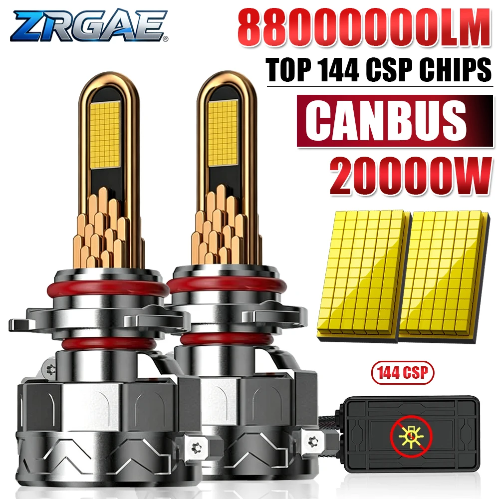 Фото Светодиодные фары 2000 Вт H7 H11 CANBUS H1 H4 H8 H9 HB3 HB4 9005 9006 HIR2 9012, мощные светодиодные турбо-противотуманные фары 6000K с 30 медными трубками №1