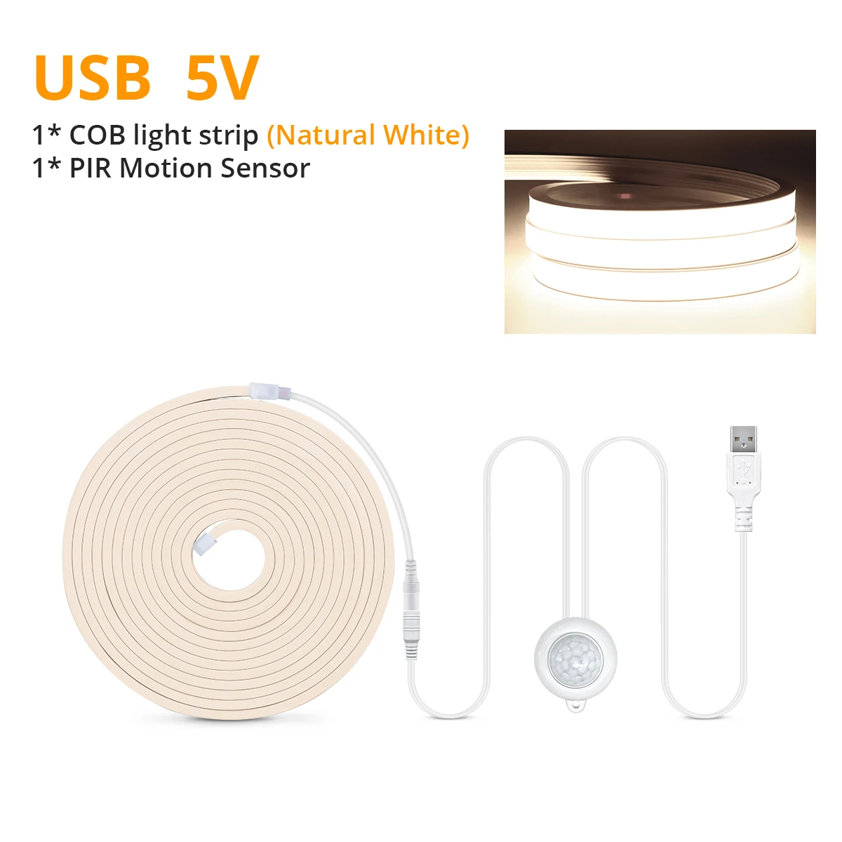 

Неоновый свет для кухни, 5 В, USB светодиодные фонари, лента COB, настоящий силиконовый PIR-датчик движения, лампа под шкафом...