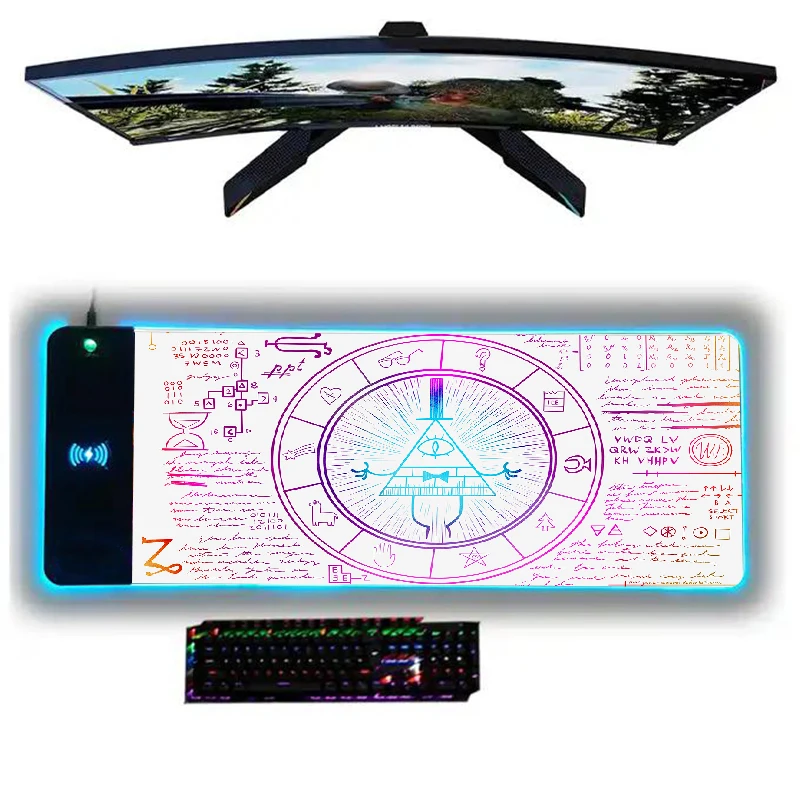 

Игровой коврик для мыши, аксессуары для настройки Rgb, художественный резиновый нескользящий Настольный коврик для мыши для офиса с беспроводной зарядкой, коврик для мыши 15 Вт, зарядное устройство