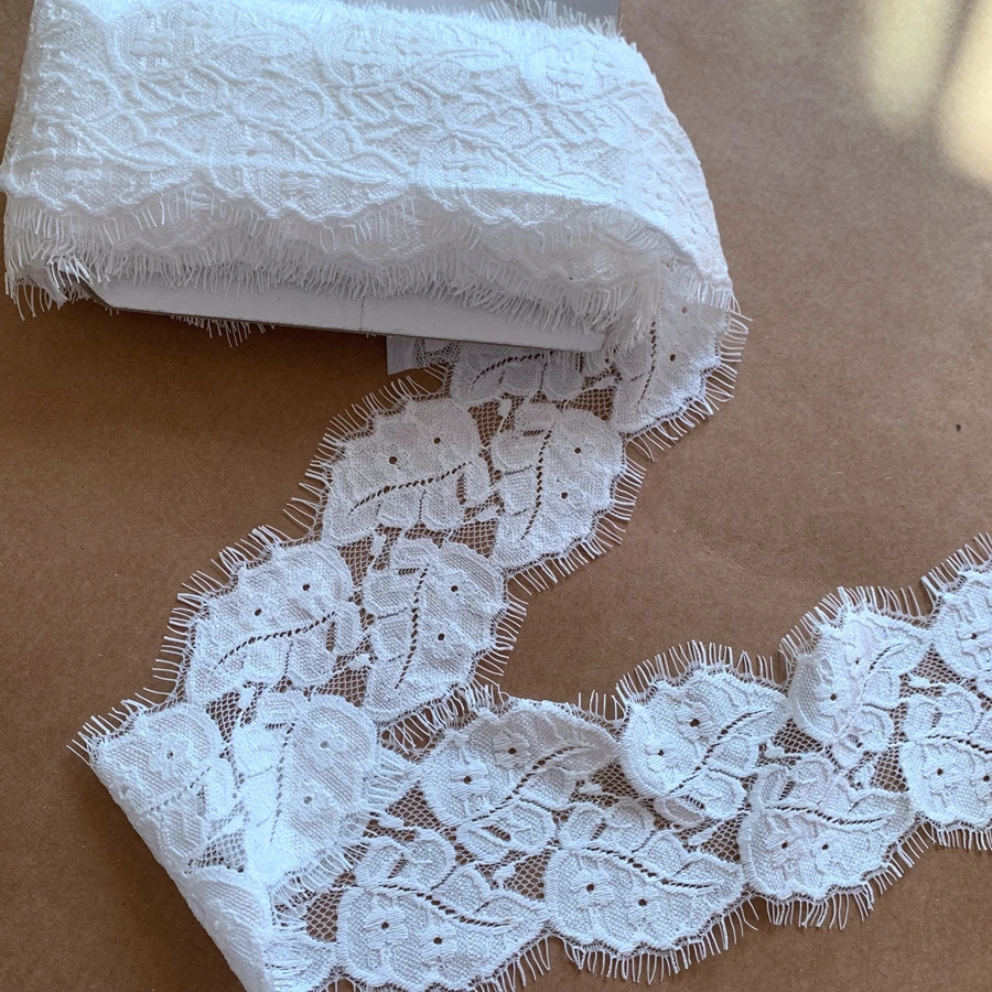Кружевная отделка с ресницами в виде листьев шириной 10 см, белый цвет, материал для шитья 6 метров = 2 шт., новинка 2022
