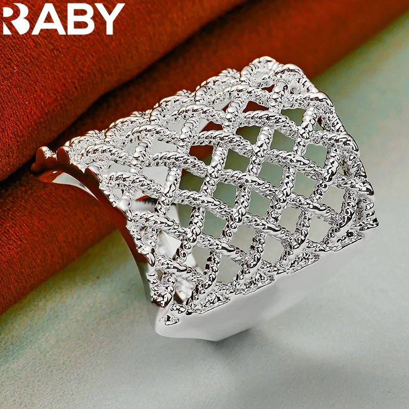 URBABY кольца из стерлингового серебра 925 тканое сетчатое кольцо для женщин и мужчин