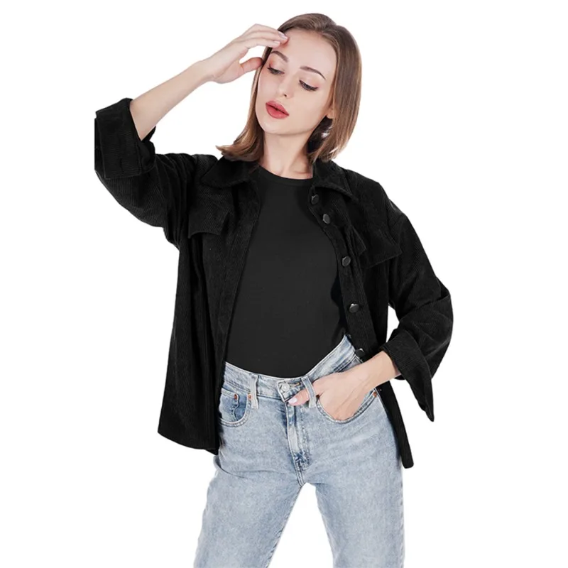 Весенне-осенняя модная Вельветовая куртка с длинным рукавом