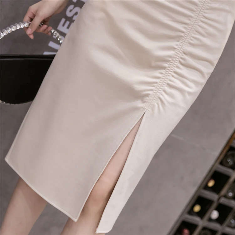 Юбка Женская средней длины с разрезами по бокам и высокой талией - купить