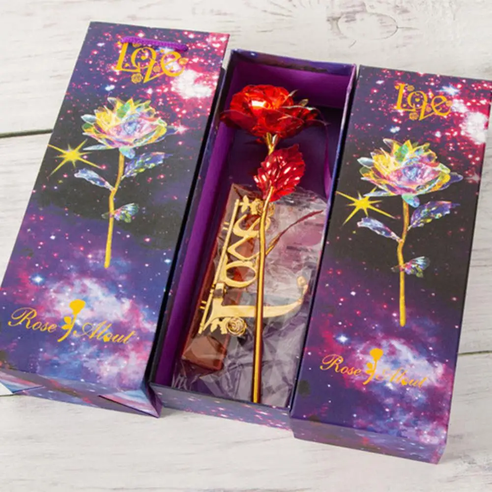 

1 Set Pretty Battery Powered No Watering Colorful Light Simulation Rose Wedding Favor Fake Rose Flower LED Fake Flower