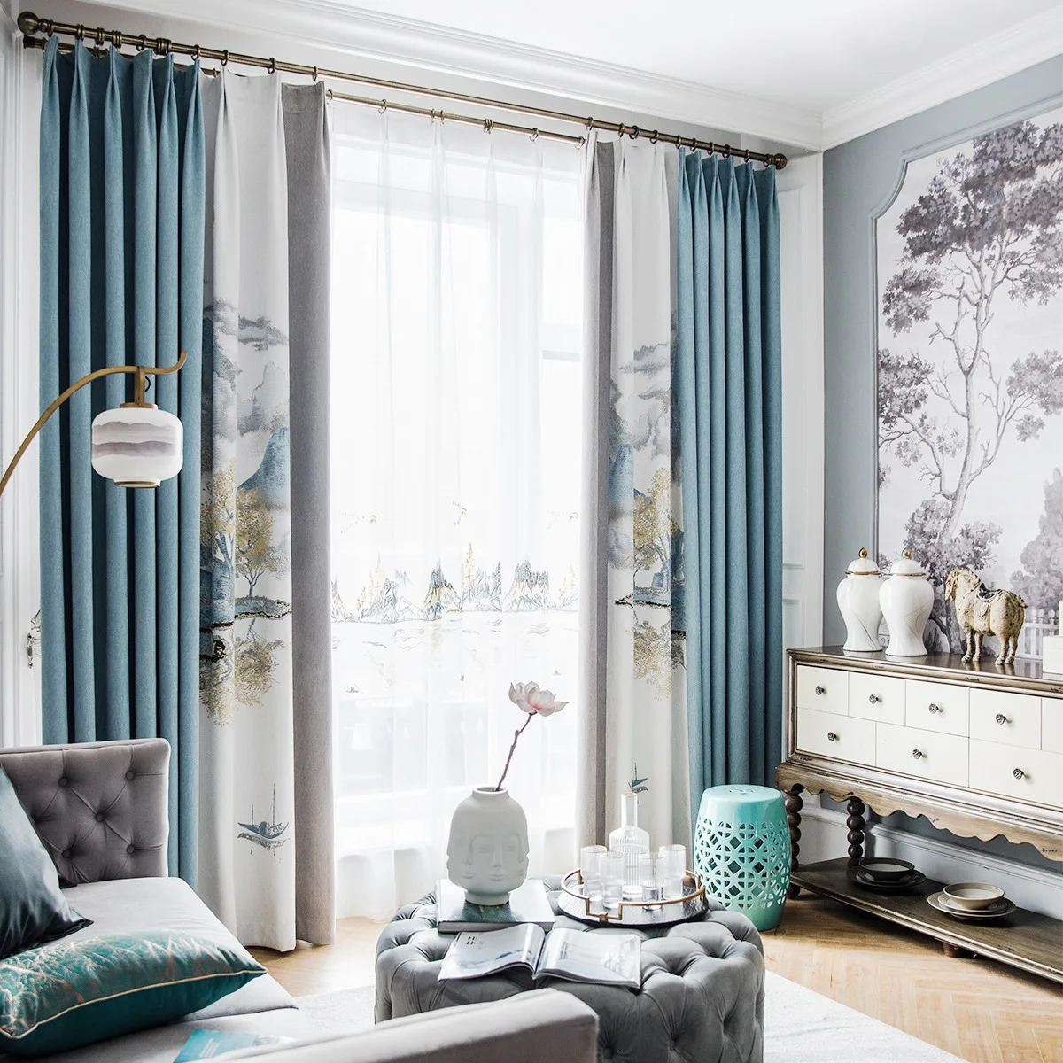 

Шторы для гостиной, столовой, спальни, роскошные элегантные новые современные Жаккардовые затемненные швы в китайском стиле, изысканные шв...