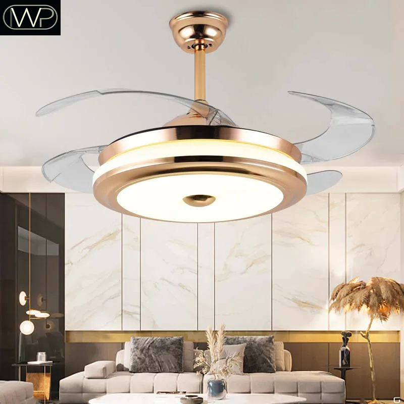 

Ceiling Fan with Light Invisible Fan Light Design Silent Control Chandelier for Bedroom Living Room Decorative Ceiling Fan Lamp