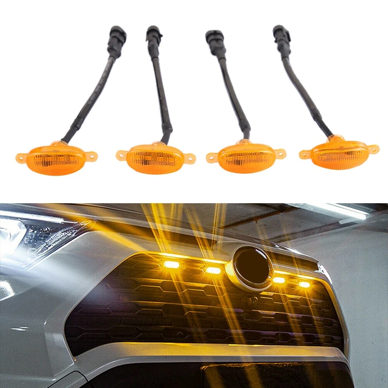 

[ Plug & PLAY ] Car LED Front Grille Smoked Amber Light Daytime Running Lights Lamp for Universal Pickup SUV Truck Sedan