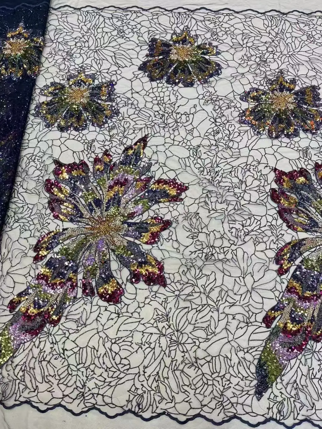 Новинка 2025 года 3D ткань с цветами трубка из бисера изысканная цветочная вышивка
