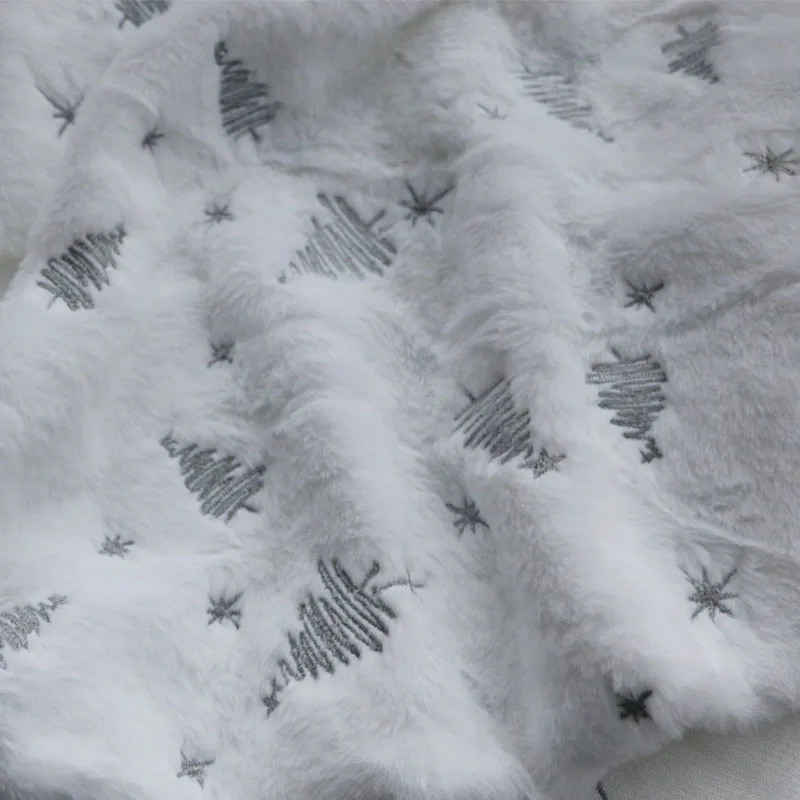 Белый бархат плюшевый мех серая рождественская елка подушка с вышивкой