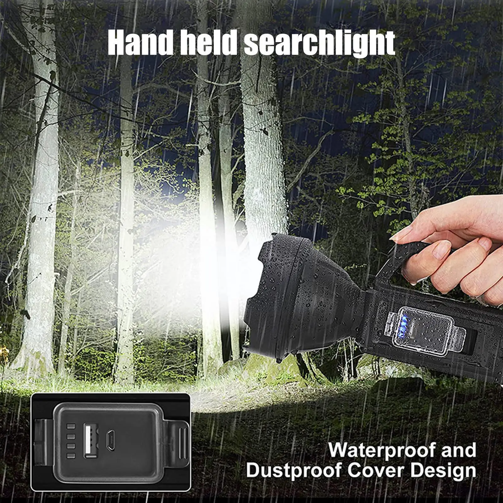 

Суперъяркий Точечный светильник, ручной светодиодный фонарь для поиска, Аккумуляторный светильник для кемпинга, рыбалки, водонепроницаемы...