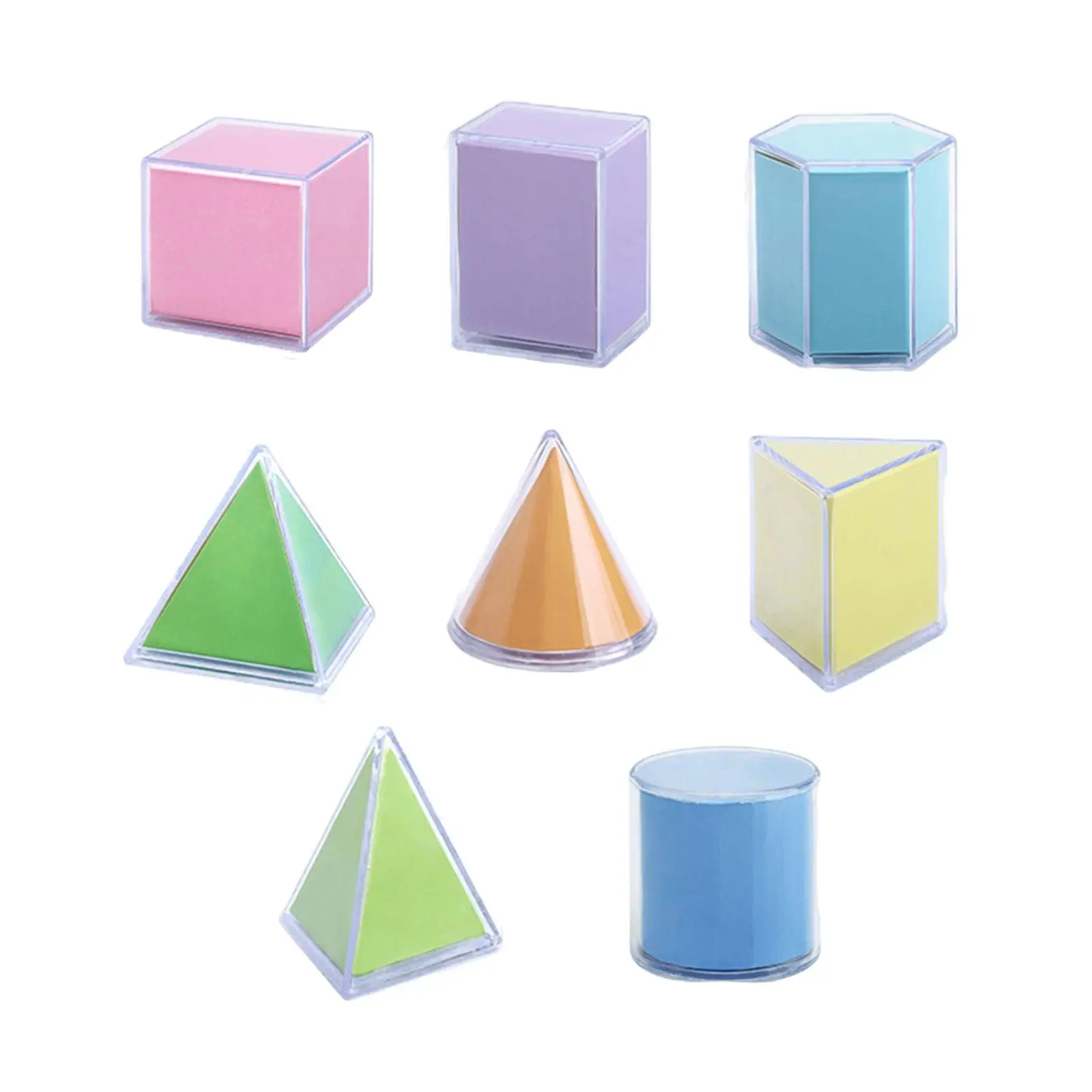 8 Pieces Transparent Geometric Shapes Blocks Montessori Toys Stacking Game Math Toys Educational Toy for Ages 2+ Kids Babies images - 6