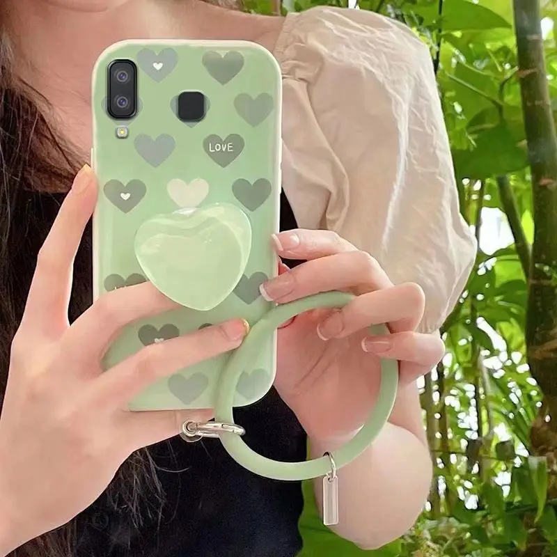 

Suitable For Samsung Galaxy A9 Star Phone Case, Anti Drop ProtectiveCase Green Bracelet Style Protective Shell with Bracket