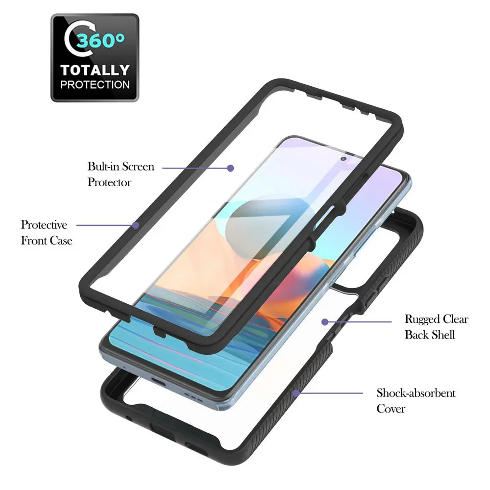 Redmi Note 12 11 Pro Plus Note10 s Crystal Case Film Bumper Armor 360 Protect for Xiaomi Redmi Note 10 10s e 11s 11e Phone Capa