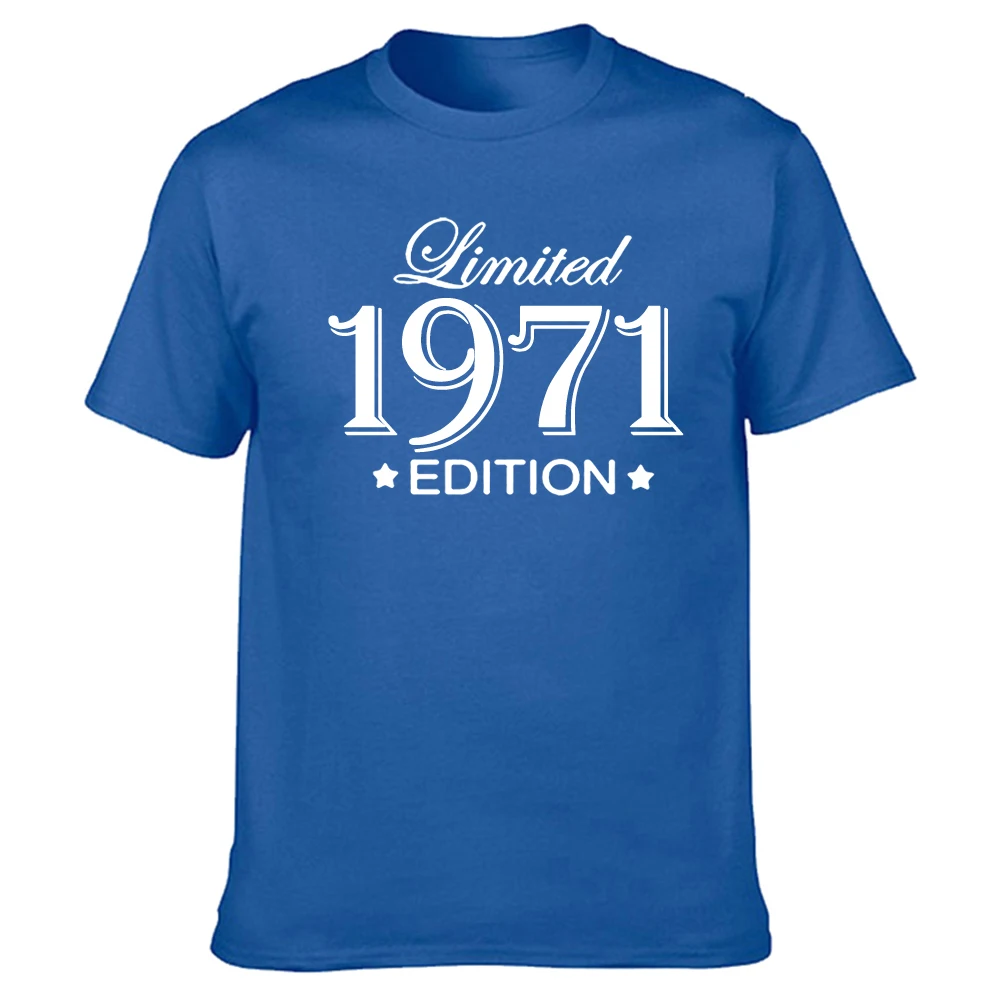 

Funny Summer Style Limited Edition 1971 T Shirts Men Funny Birthday Short Sleeve O Neck Cotton Man Made In 1971 T-shirt Tops