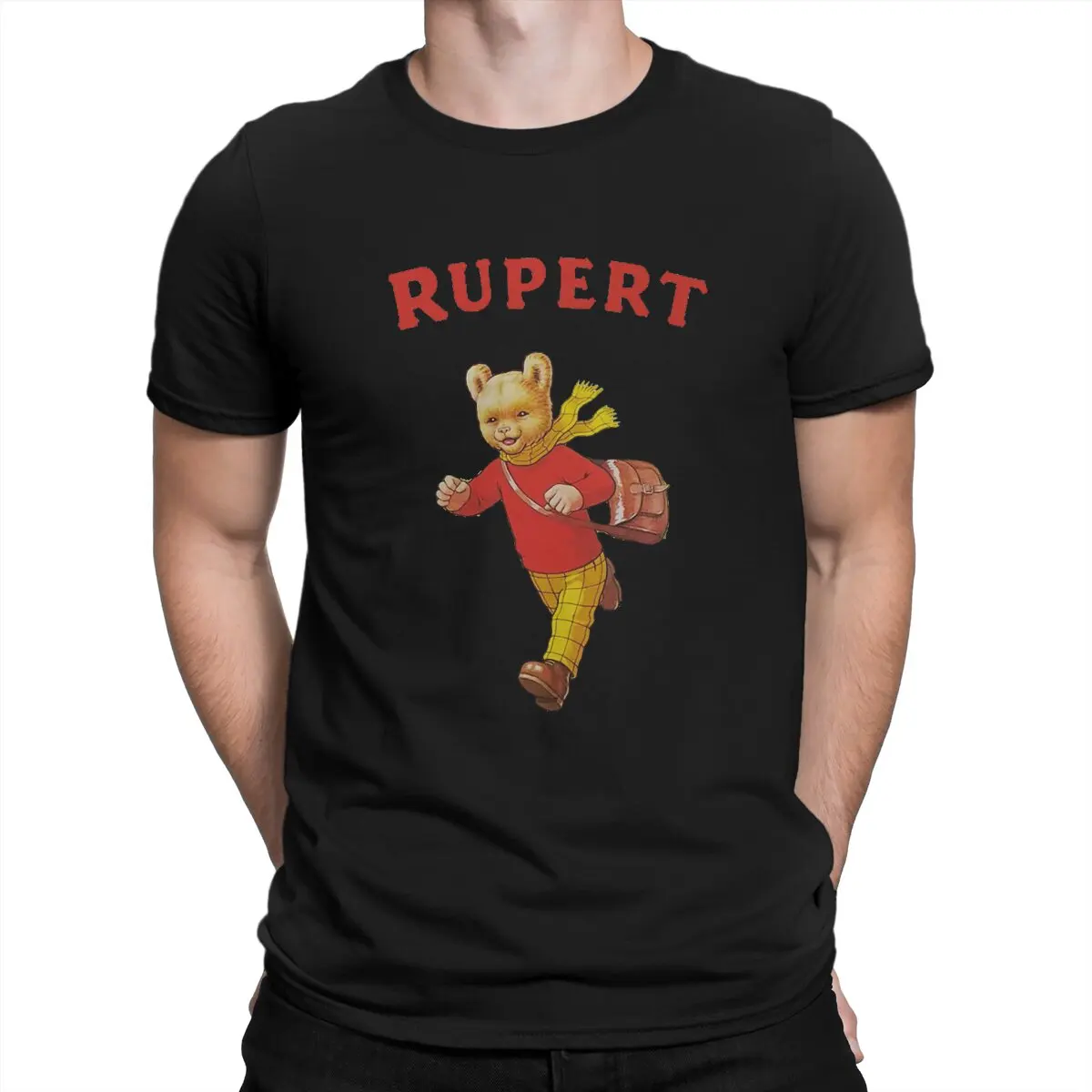 

Men's Run T Shirt Rupert Bear Pure Cotton Tops Novelty Short Sleeve Crewneck Tee Shirt Unique T-Shirts
