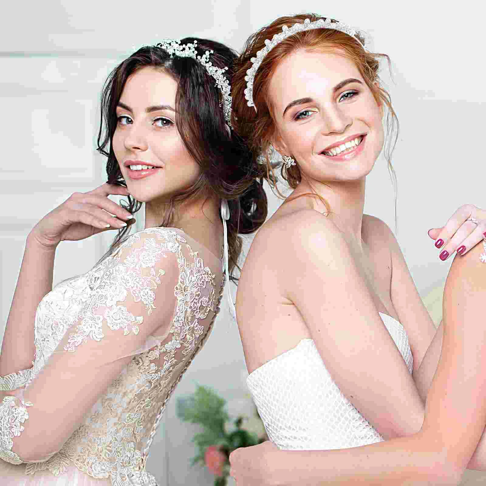 

4 Pcs Wedding Headpiece Bride Bridal Headband Girl Rhinestone Hairband Accessory Pearl Headbands Tiara