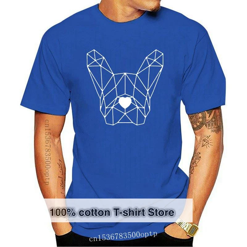 

New Geometric Polygon Dog Head T-shirt French Bulldog Pet T Shirts Simple line art Tshirt Minimalism Top Quality Mens Short Tees