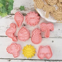 hawaiian series polymer clay cutter emboss stamp cactus leaves flamingo coconut tree summer beach tropical cookie cutting die