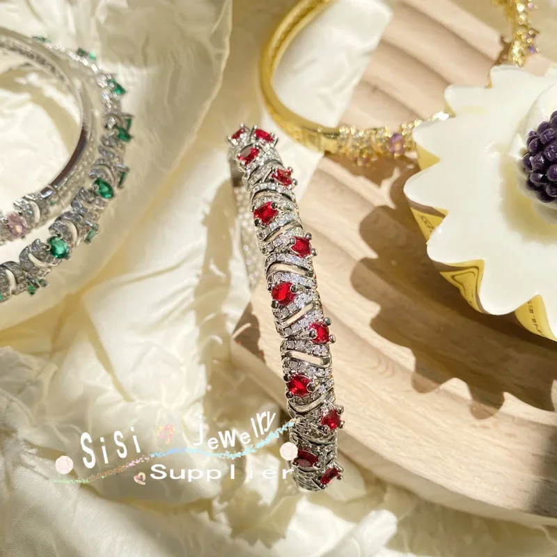 Высококачественная роскошная куртка Pulsera Cirón de espinela verde Chapada en oro 18K Brazalete Ruby Paloma