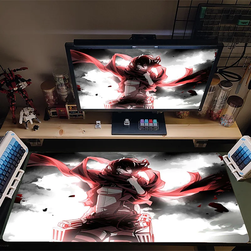 

Gaming Mouse Mat Shingeki No Kyojin Gaming Mouse Pad Anime Mousepad Gamer 90x40 Rubber Keyboard Mat Desk Mat Table Mausepad